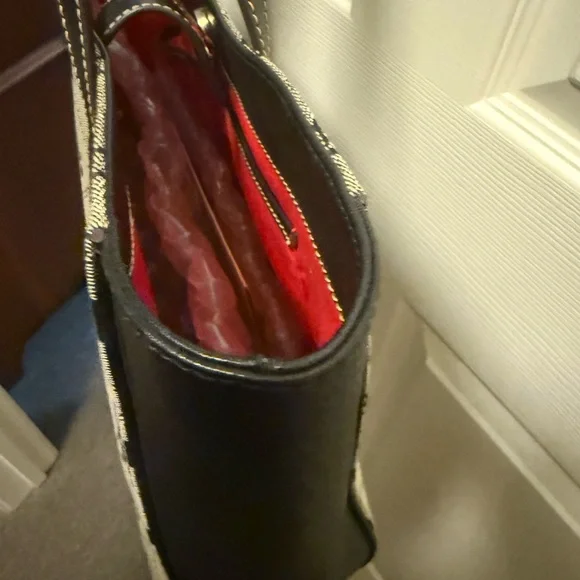 Dooney & Bourke Monogrammed Black and Tan Tote